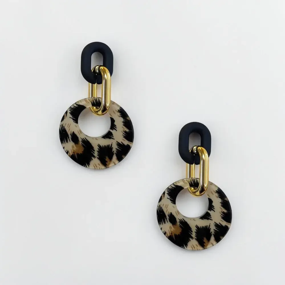 Leopard Print Drop Earrings